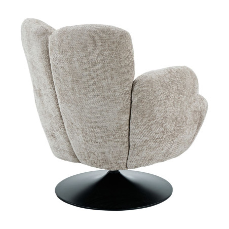 Fauteuil lounge pivotant tissu beige métal noir - GOTHAMOR