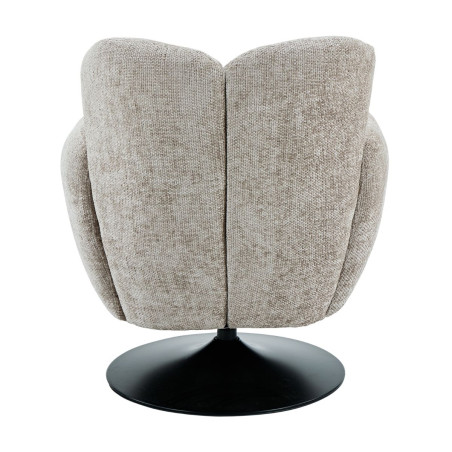 Fauteuil lounge pivotant tissu beige métal noir - GOTHAMOR