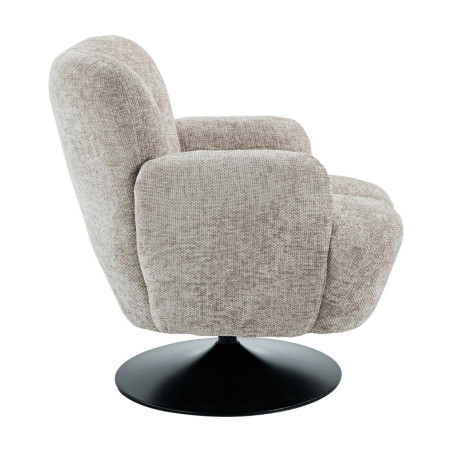 Fauteuil lounge pivotant tissu beige métal noir - GOTHAMOR