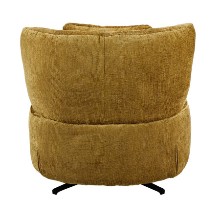 Fauteuil lounge pivotant tissu jaune moutarde et coussin - MIRAGOR