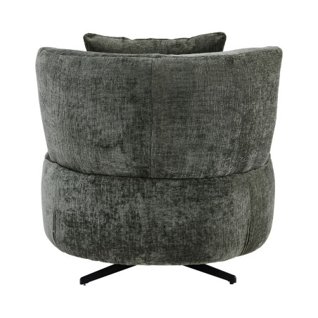 Fauteuil lounge pivotant tissu vert et coussin - MIRAGOR