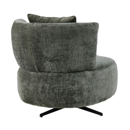Fauteuil lounge pivotant tissu vert et coussin - MIRAGOR