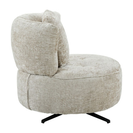 Fauteuil lounge pivotant tissu beige et coussin - MIRAGOR