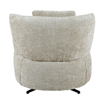 Fauteuil lounge pivotant tissu beige et coussin - MIRAGOR