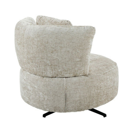 Fauteuil lounge pivotant tissu beige et coussin - MIRAGOR
