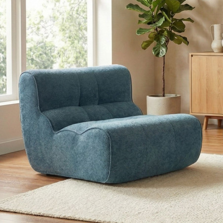 Fauteuil en mousse polyuréthane et tissu polyester bleu - BLOWOR