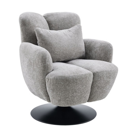 Fauteuil lounge pivotant tissu gris métal noir - GOTHAMOR