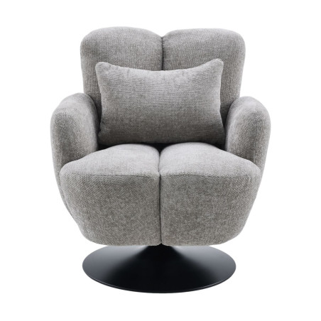 Fauteuil lounge pivotant tissu gris métal noir - GOTHAMOR