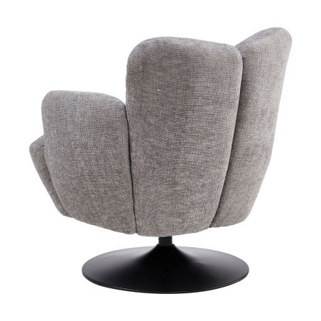 Fauteuil lounge pivotant tissu gris métal noir - GOTHAMOR