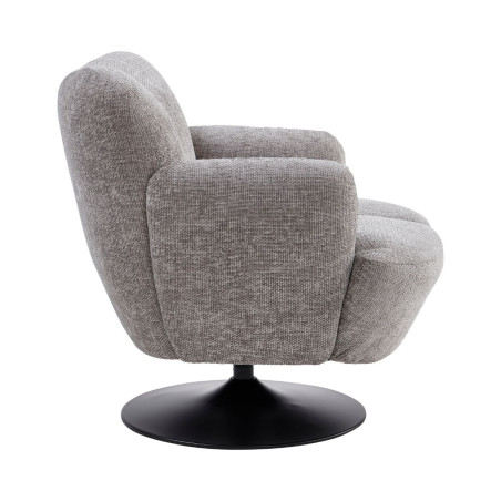 Fauteuil lounge pivotant tissu gris métal noir - GOTHAMOR