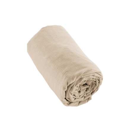 Drap Housse 160x200cm Flanelle de Coton Sable - HEDRA