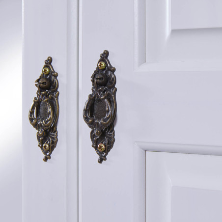 Armoire 3 portes avec penderie bois massif vernis blanc - NERON