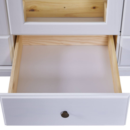 Armoire 3 portes avec penderie bois massif vernis blanc - NERON