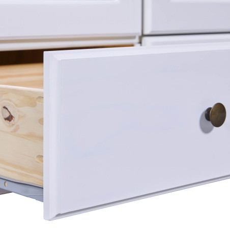 Armoire 3 portes avec penderie bois massif vernis blanc - NERON