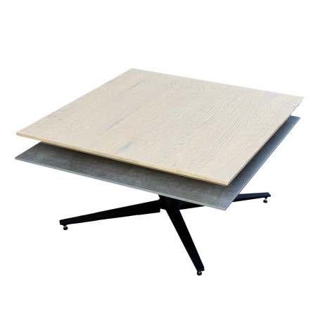 Table basse carrée plateau pivotant céramique chêne gris - FUSIONOR