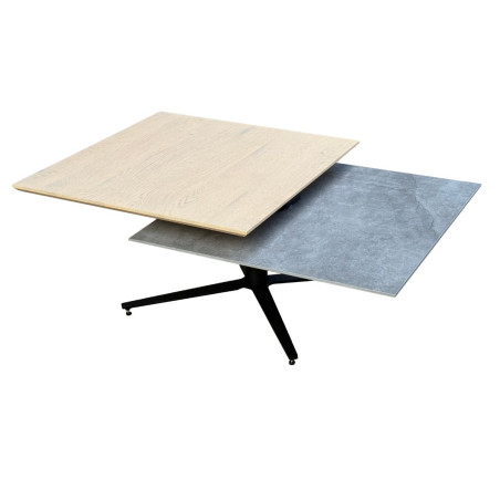 Table basse carrée plateau pivotant céramique chêne gris - FUSIONOR