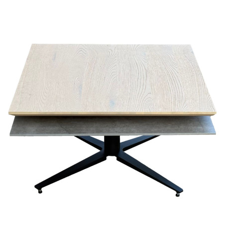 Table basse carrée plateau pivotant céramique chêne gris - FUSIONOR