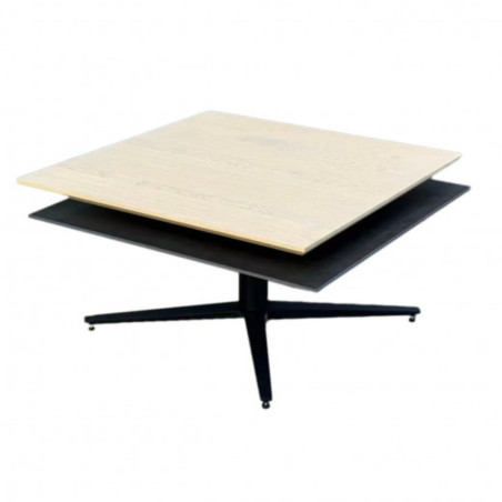 Table basse carrée plateau pivotant céramique chêne marron - FUSIONOR