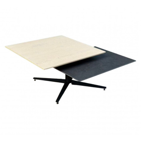 Table basse carrée plateau pivotant céramique chêne marron - FUSIONOR