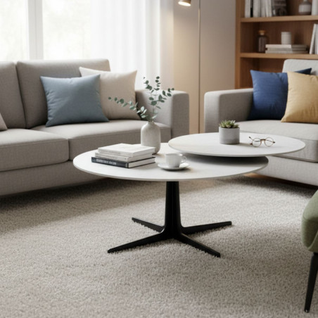 Table basse ronde pivotante en céramique gris ardoise - SATELLITOR