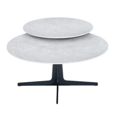 Table basse ronde pivotante en céramique gris ardoise - SATELLITOR