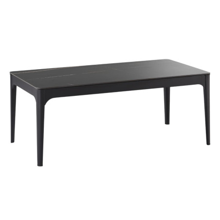 Table basse rectangle plateau céramique noir marbré - SLEEKOR
