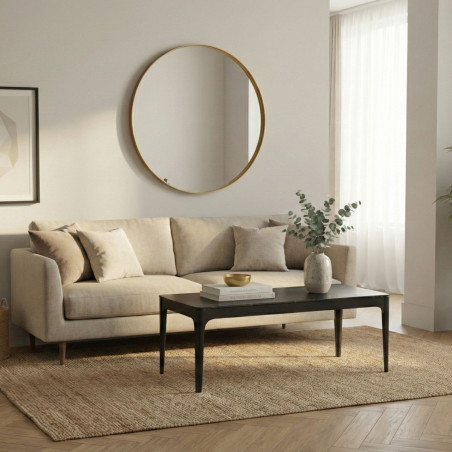 Table basse rectangle plateau céramique noir marbré - SLEEKOR