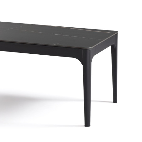 Table basse rectangle plateau céramique noir marbré - SLEEKOR
