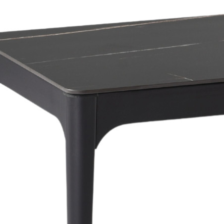 Table basse rectangle plateau céramique noir marbré - SLEEKOR