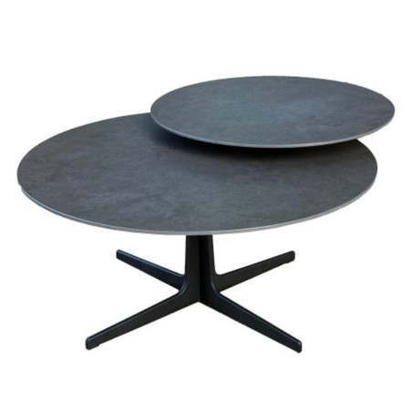 Table basse ronde pivotante en céramique acier marron - SATELLITOR