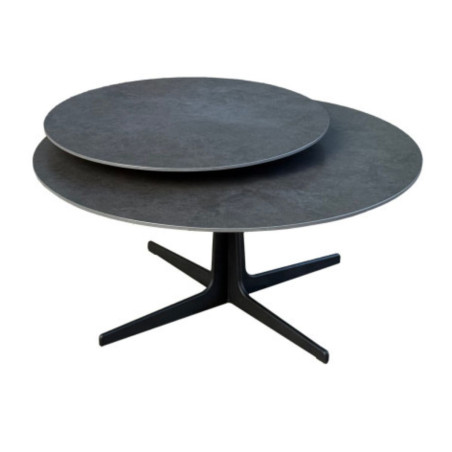 Table basse ronde pivotante en céramique acier marron - SATELLITOR