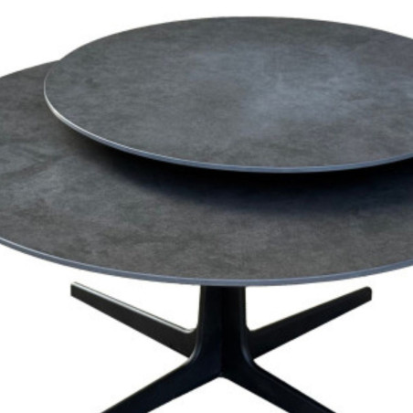 Table basse ronde pivotante en céramique acier marron - SATELLITOR
