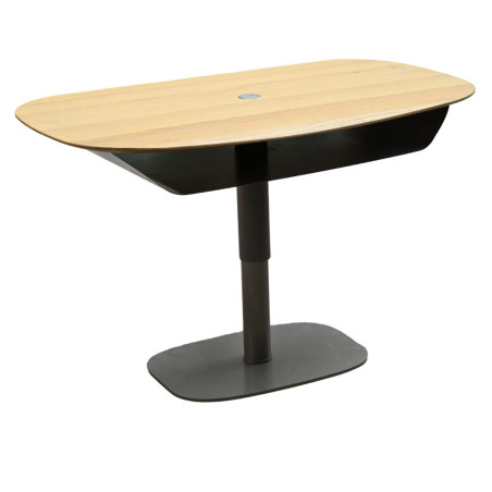 Table basse réglable en hauteur MDF chêne clair métal noir - ELEVOR