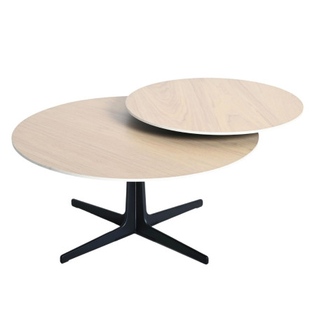 Table basse ronde pivotante en céramique chêne - SATELLITOR