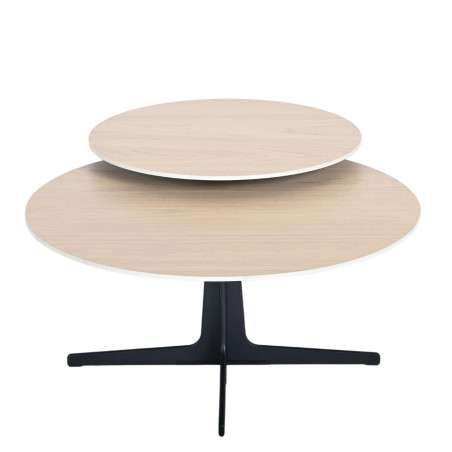Table basse ronde pivotante en céramique chêne - SATELLITOR