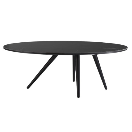 Lot de 2 tables basses plateau céramique noir marbré - SHADOWOR