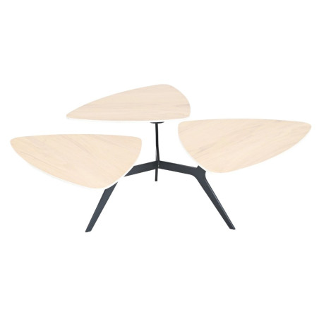 Table basse 3 plateaux pivotants céramique chêne - NEXUSOR