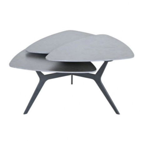 Table basse 3 plateaux pivotants céramique gris ardoise - NEXUSOR