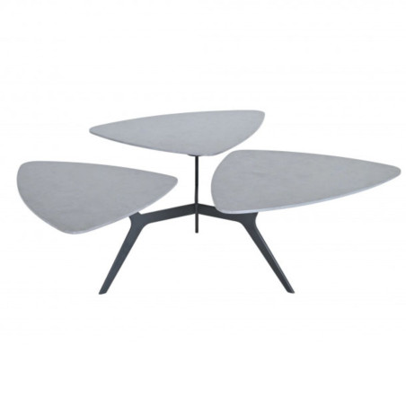 Table basse 3 plateaux pivotants céramique gris ardoise - NEXUSOR