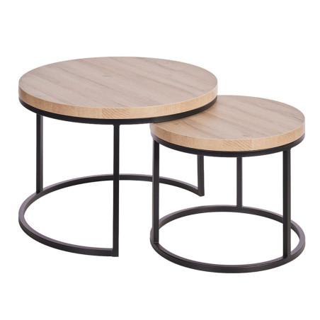 Table basse gigogne aspect bois finition French Oak - FRANKA