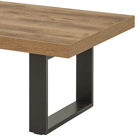 Table basse chêne artisan piètement U métal noir - SAMILY