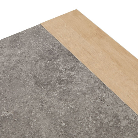 Table basse 2 plateaux granit gris pieds chêne clair - AZYRA