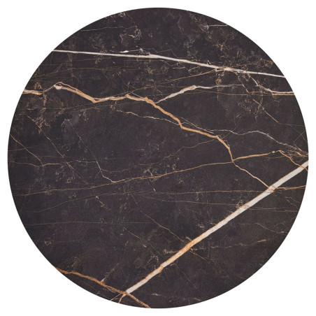 Table basse gigogne aspect bois marbre noir métal - MARMOLOR