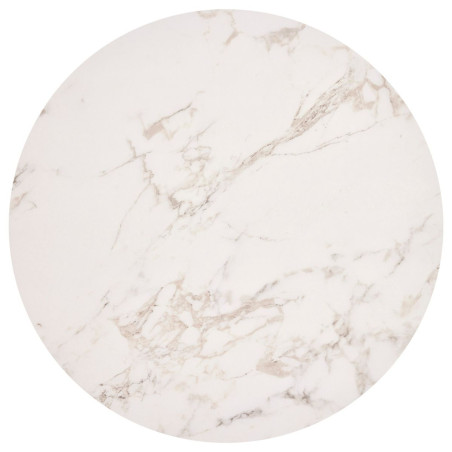 Table basse gigogne marbre blanc piètement métal noir - MARMOLOR