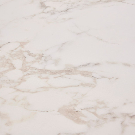 Table basse gigogne marbre blanc piètement métal noir - MARMOLOR