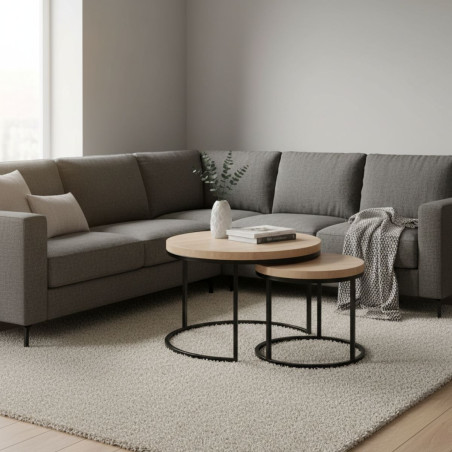 Table basse gigogne aspect bois finition urban oak- BRIDGAR