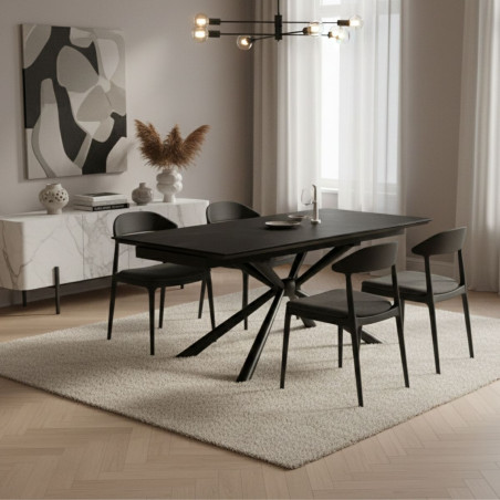 Table repas allongeable 180x90 cm céramique marbre noir - ECLIPSOR
