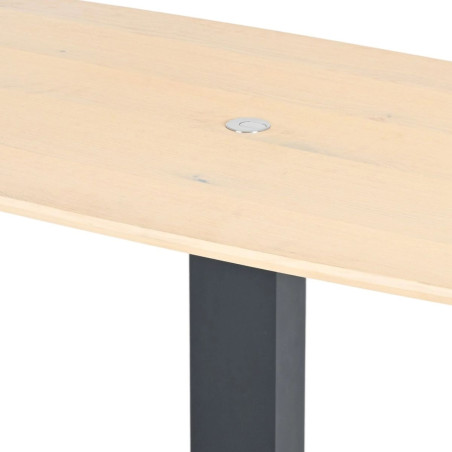 Table repas réglable en hauteur plateau MDF chêne noir - ELEVOR