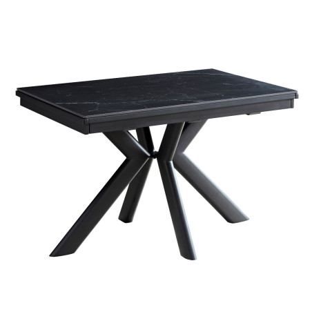 Table repas allongeable 120x80cm verre céramique noir marbré - XENONOR