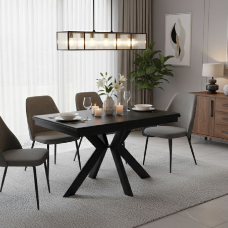 Table repas allongeable 120x80cm verre céramique noir marbré - XENONOR